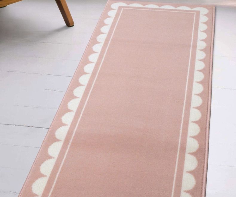 Outdoor area rug carpet textile texture design. MAESTRO SCALLOP BORDER NATURAL - Image 1