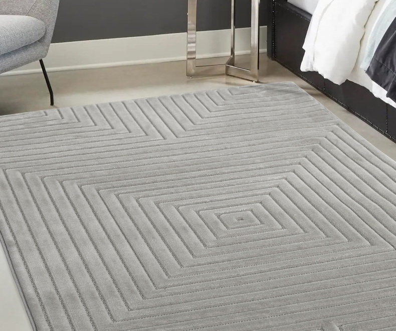 Modern multicolour living area interior room rug. MALMO SQUARES GREY - Image 1