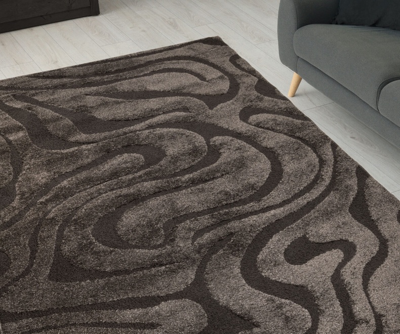 Outdoor area rug carpet textile texture design. REEF RIPPLE BLACK - Image 1