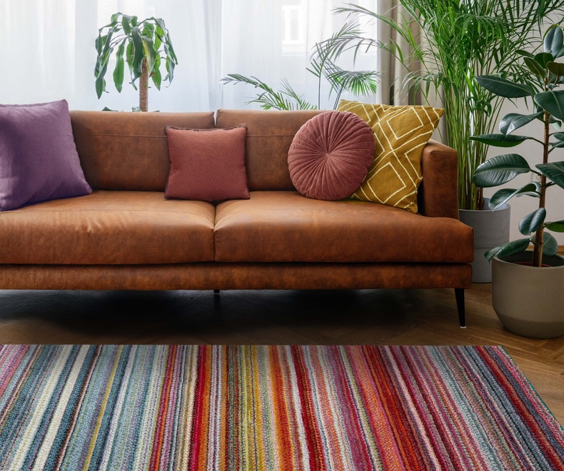 Outdoor area rug carpet textile texture design. NEW VILLA STRIPE - Image 1