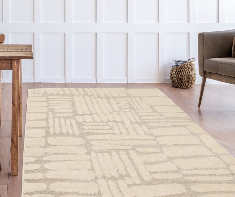 Outdoor area rug carpet textile texture design. AVA PAVE CREAM - Image 1